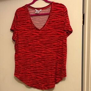 NWOT-Orange Zebra Print V-Neck Women's Top